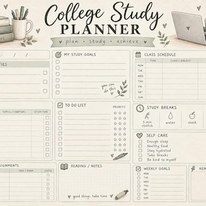College Study Planner Printable | Student Exam & Assignment Schedule (Digital Download)