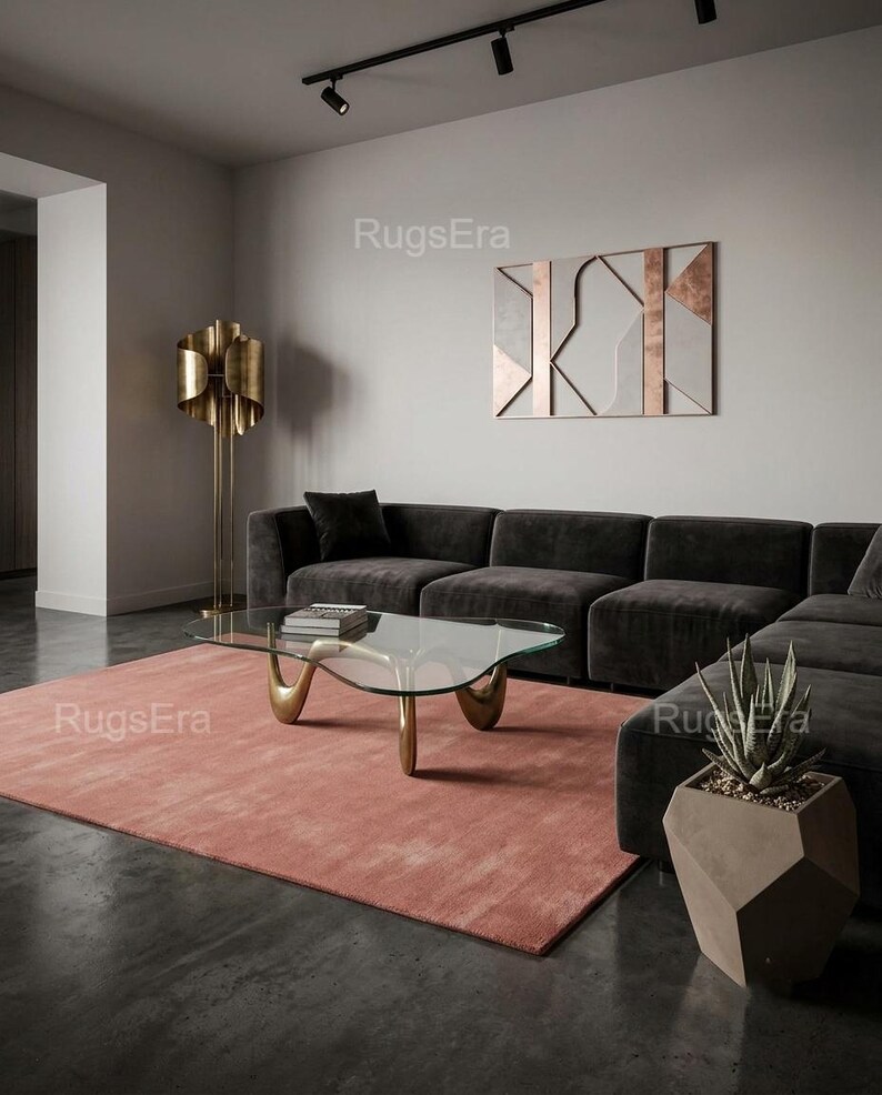 Pink Rug Room Dusty Rose Hand Tufted Rug, Blush Pink Large Area Rug, Plush Solid ...