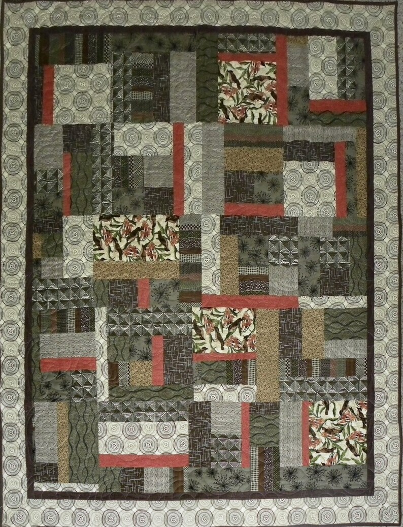 Catbirds in a geometric lap quilt image 3