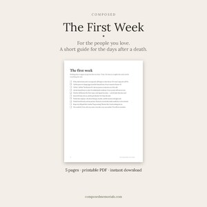 What To Do When Someone Dies Checklist, The First Week After a Death, Printable PDF Guide for Family, Funeral Home Questions, Bereavement
