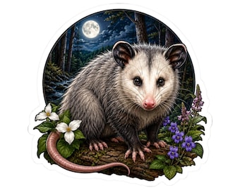 Opossum Sticker for Oddities Collectors and Nature Lovers, Possum Art Decal, Woodland Creature Gift