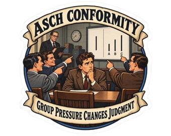Asch Conformiteitssticker, sticker voor een sociaal experiment met groepsdruk, cadeau voor kritische denkers