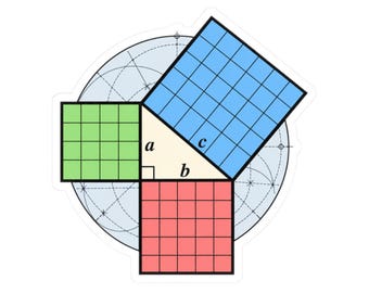 Sticker met de stelling van Pythagoras voor wiskundefanaten, meetkundige sticker met rechthoekige driehoek, cadeau voor wiskundeliefhebbers
