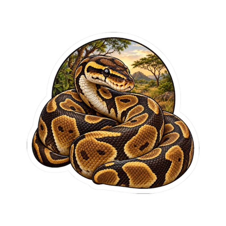 Ball Python Sticker for Snake Lovers, Natural History Reptile Decal, Curious Nature Gift image 1