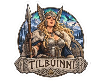 Valkyrie sticker, afbeelding van een Noorse krijgsvrouw, mythologische sticker voor nieuwsgierige geesten