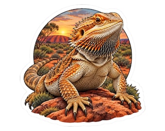 Bearded Dragon Sticker for Collectors, Pogona Lizard Decal for Reptile Fans and Terrarium Lovers