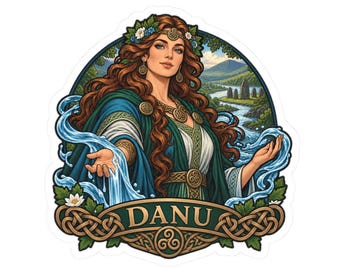 Danu-sticker, sticker van een Keltische Ierse godin voor liefhebbers van mythologie, cadeau voor Keltische heidenen of fans van godinnen.