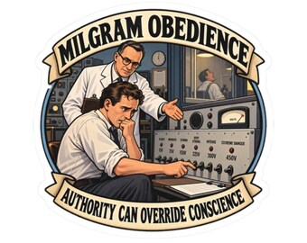 Milgram-experimentsticker, embleem van de autoriteit, cadeau voor nieuwsgierige geesten