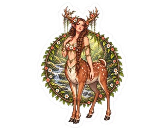 Fae Centaur Sticker, Deer Centaur Fantasy Art, Woodland Mythology Gift