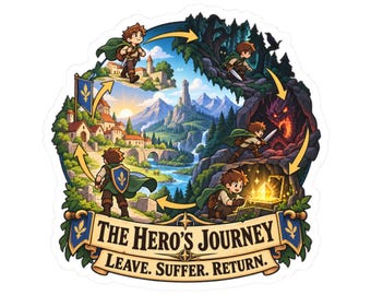 Hero's Journey Sticker, Monomyth Emblem for Writers and Storytellers, Creative Writing Gift