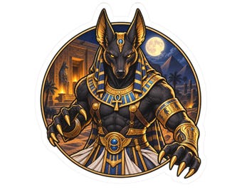 Anubis-sticker, Egyptische jakhalskrijger-kunst, cadeau voor mythologie-liefhebbers