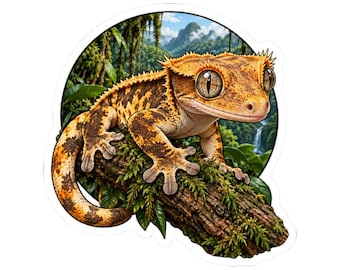 Crested Gecko Sticker for Herpetologists, Terrarium Keeper Gift and Gecko Enthusiast Decal