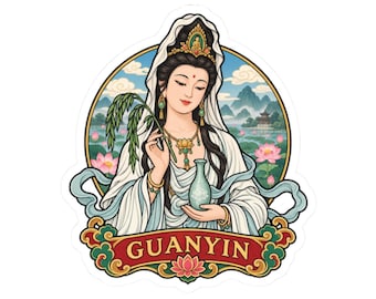Guanyin-sticker, sticker van de Chinese godin van barmhartigheid, cadeau voor mythologieliefhebbers