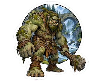 Trollensticker voor folklorefans, sticker met mythisch wezen voor nieuwsgierige geesten en fantasyverzamelaars.