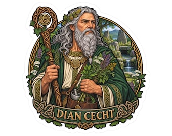 Dian Cecht sticker, Ierse Keltische godin van de genezing, Keltisch cadeau voor folklorestudenten