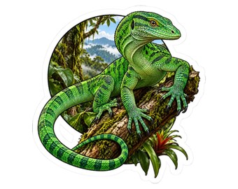 Emerald Tree Monitor Sticker, Rainforest Lizard Decal for Curious Nature Fans and Collectors