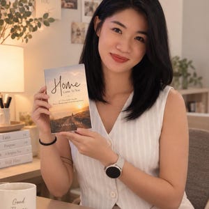 May include: A paperback book titled Home Came To You by Carmina Vale, featuring a sunset landscape cover. The book is a 7-day guide for the weary, wandering and returning heart. The cover displays a person walking on a path toward the horizon.