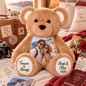 Oso de peluche personalizado con foto, regalo personalizado para parejas, oso de peluche para guardar recuerdos, regalo de aniversario para novia, regalo de San Valentín