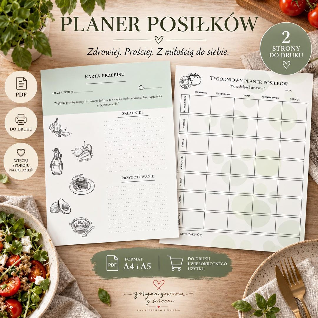 Printable Meal Planner | Weekly Menu, Shopping List, and Recipe Card ...