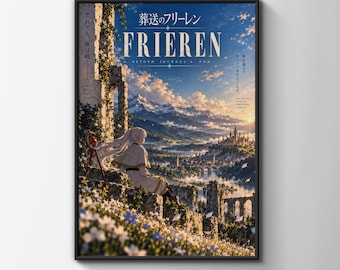 Frieren Beyond Journey's End Anime Poster, Elf Mage Fantasy Wall Art Print