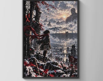 Mikasa Ackerman Attack on Titan Poster, AOT Anime Wandbild, Purple Cry Dark Print