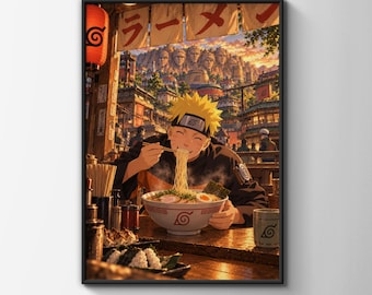 Naruto Ramen Poster, Anime Wall Art Print, Ichiraku Konoha Fan Gift, Manga Decor