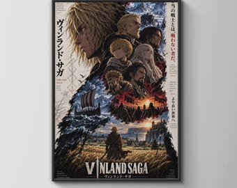Vinland Saga Anime Collage Poster, Thorfinn Viking Wall Art, Manga Print