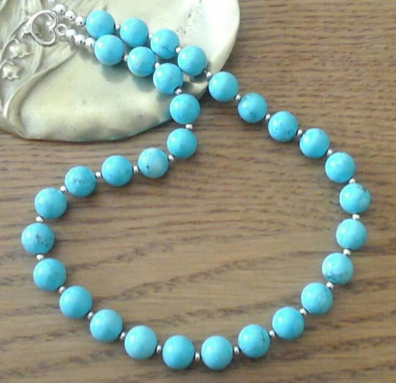 RARE superb turquoise beads and sterling silver beads.