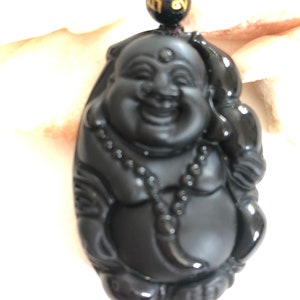 Chinese obsidian Buddha necklace.