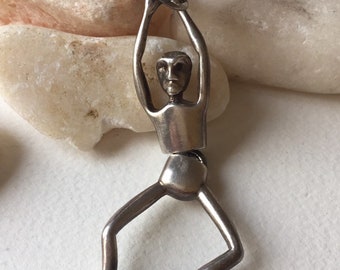 pendentif mobile en argent sterling vintage sur cordon en cuir.