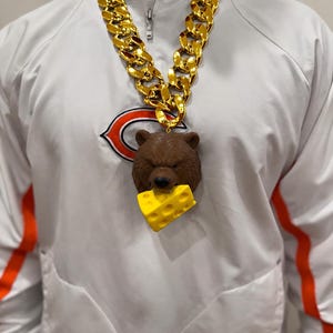Chicago Football Bear Hype-kedja, 3D-printad Bear vs Cheese-fanhänge
