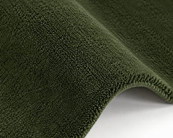 Dark Green Solid Wool Rug, Plush Modern Area Rug, Handmade Living Room Decor