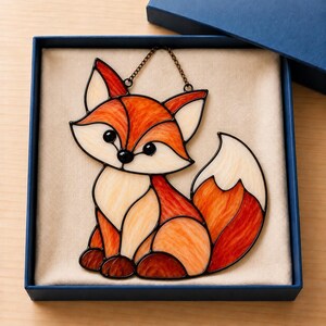 Fox Stained Glass Pattern PDF, Numbered Black and White Template