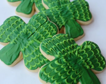 Shamrock St. Patrick's Day Sugar Cookies with Buttercream Frosting