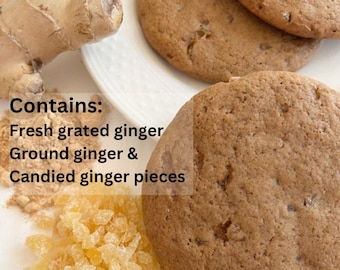 Triple Ginger Cookies, Soft Gingerbread with Fresh & Candied Ginger