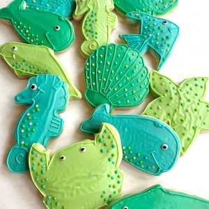 Under the Sea Sugar Cookies – Ocean Theme Baby Shower or Kids Party Cookies – Buttercream Decorated Sea Animal Treats – Fish, Crab, Starfish