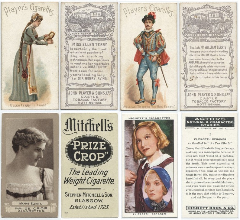 1,800 Vintage Cigarette Card Images .jpg File Format Actresses, Aircraft, Sport, Etc. 1880s