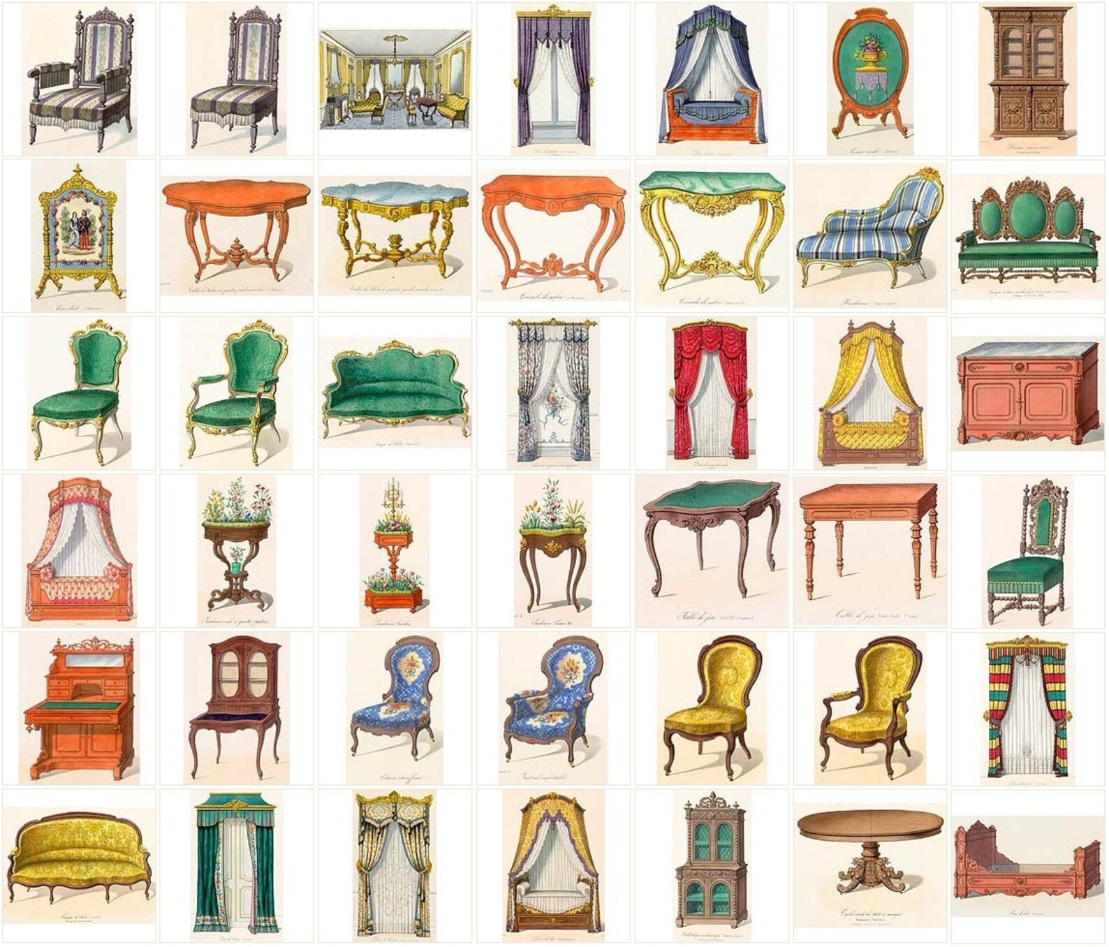 1,200 Vintage Victorian Furniture Illustrations Drawings Ephemera Art
