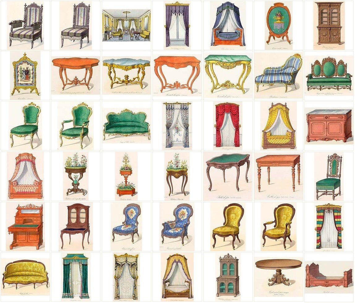 1,200 Vintage Victorian Furniture Illustrations Drawings Ephemera Art ...