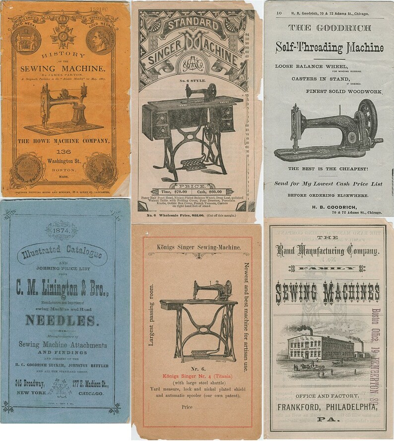 Collection of 530 Vintage/antique Sewing Machine Catalog & Trade