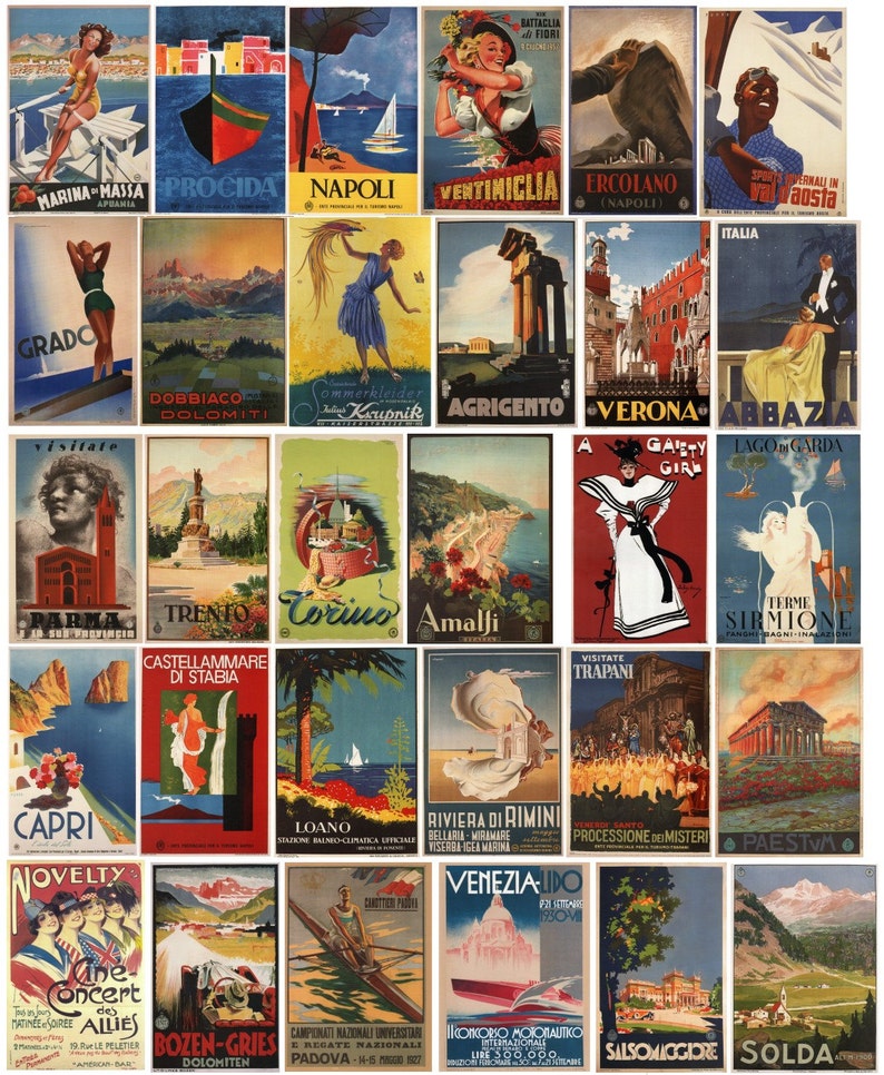 530 Vintage Europe Tourism Travel Posters, Cruises Railways Steamship Airline hi Res 300dpi
