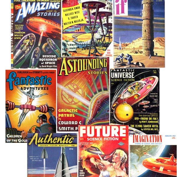 1200 vintage Pulp Magazine Cover Illustration Arts (Salut Res 300dpi .jpg) Science Fiction [Téléchargement numérique]
