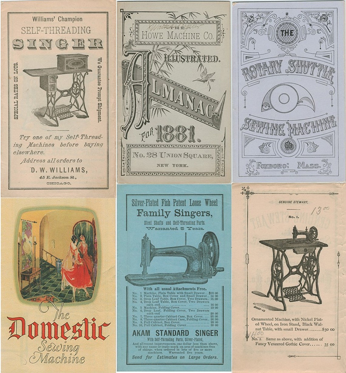Collection of 530 Vintage/antique Sewing Machine Catalog & Trade