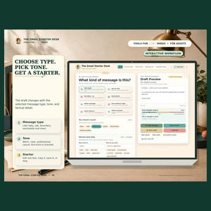 ADHD Email Starter Browser App, Reply Scripts and Printable Message Cards