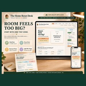 ADHD Cleaning Browser App, Room Reset Planner and Printable Task Cards