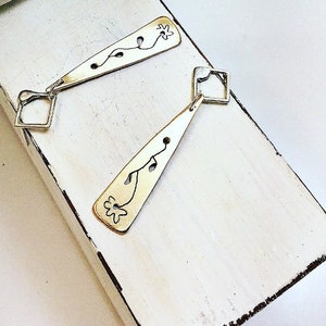 Gold Triangle Earrings - Gold Earrings - Gold Triangle Drop Post Earrings - Silver Stud Gold Triangle Drop Earrings