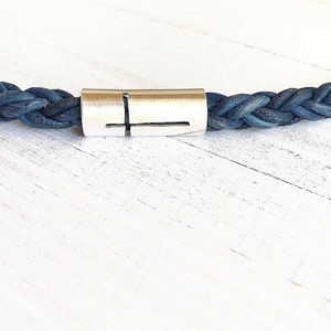 Sideways Cross Necklaces - Braided Leather Necklace Men - Leather Necklace Women - Silver and Leather Choker
