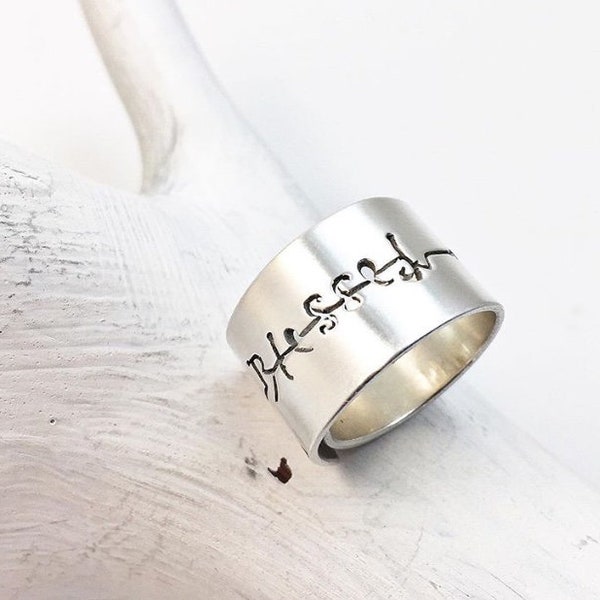 Wrap Ring - BLESSED Ring - Wide Band Ring Sterling Silver - Inspirational Jewelry - Wide Band Ring - Christian Ring Women - Thick Ring