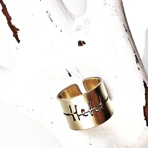 Wide Gold Band - Thick Gold Ring - Word Jewelry - HELD - Word Ring - Gold Ring Band - Christian Rings Women - Gold Rings for Women