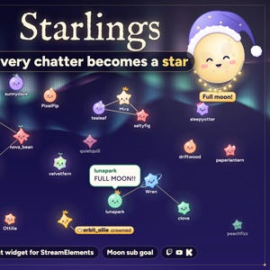 Interactive Star Chat Overlay and Moon Goal Widget for Twitch, Kick and YouTube | StreamElements | Starlings (Digital Download)